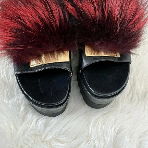 Sergio Rossi Fur Platform Wedge Slingback Sandal - Picture 4 of 12